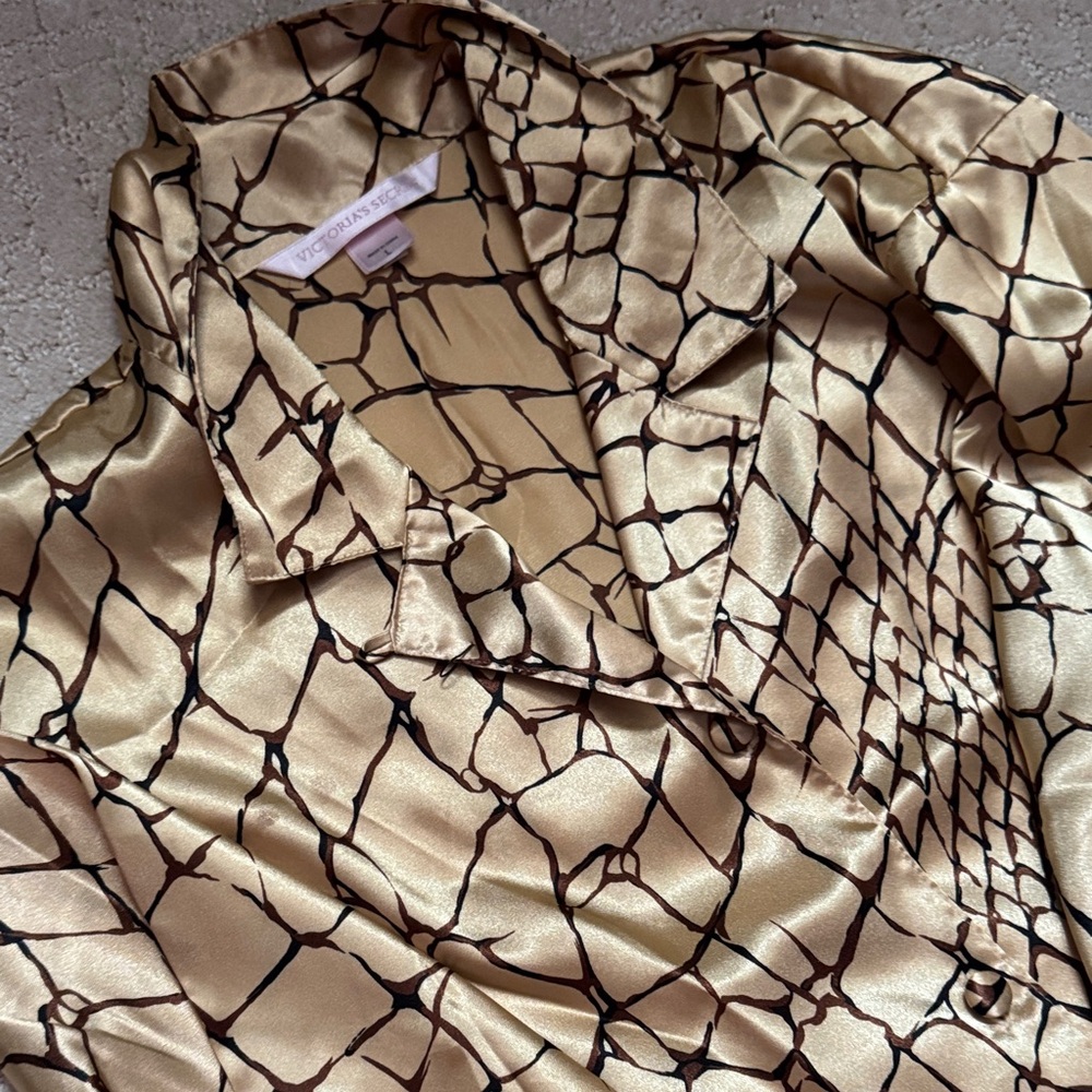 Victoria's Secret Gold and Black Animal Print Pajama Set